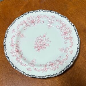 Elegant Floral vintage style Plate with Pink and Black Design